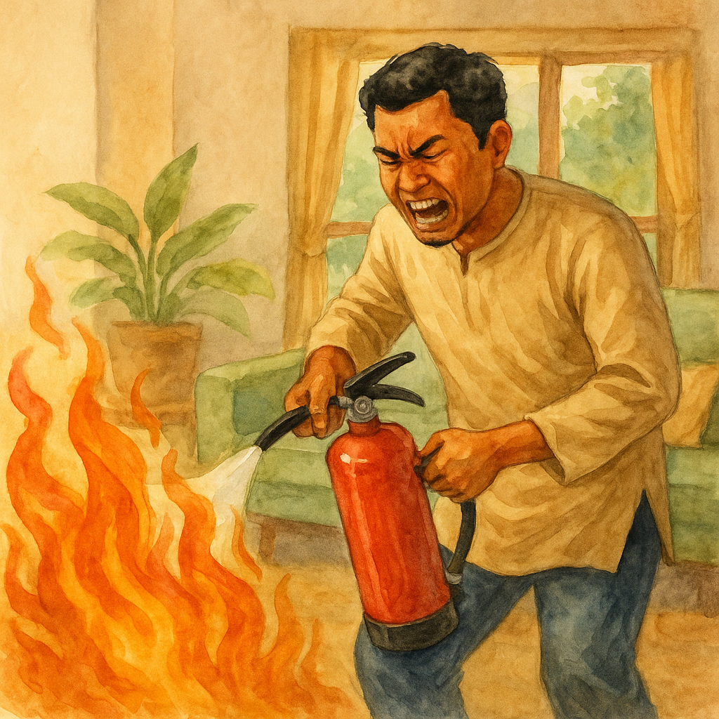 Ilustrasi mengendalikan marah yang diibaratkan dengan api